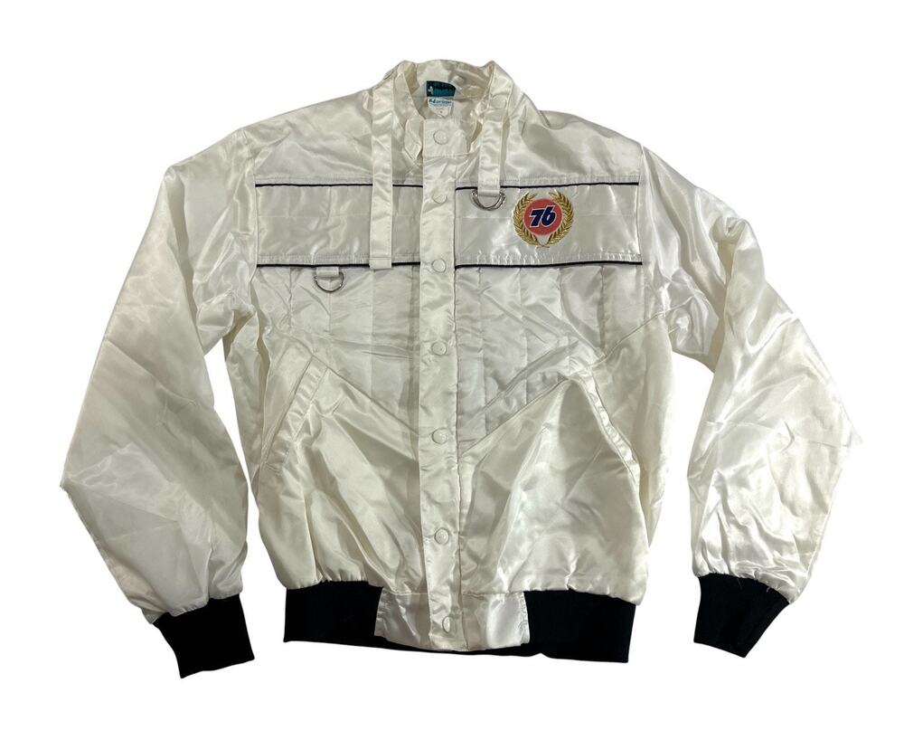 Vintage Unocal 76 No. 1 Team Racing Jacket Horizon USA Nylon White M